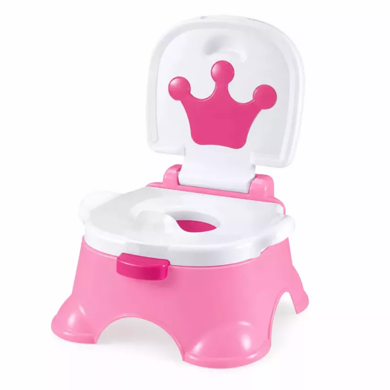 LEAN TOYS Interactive Pink Potty with Crown Musical Toilet for Toddlers 5 in 1