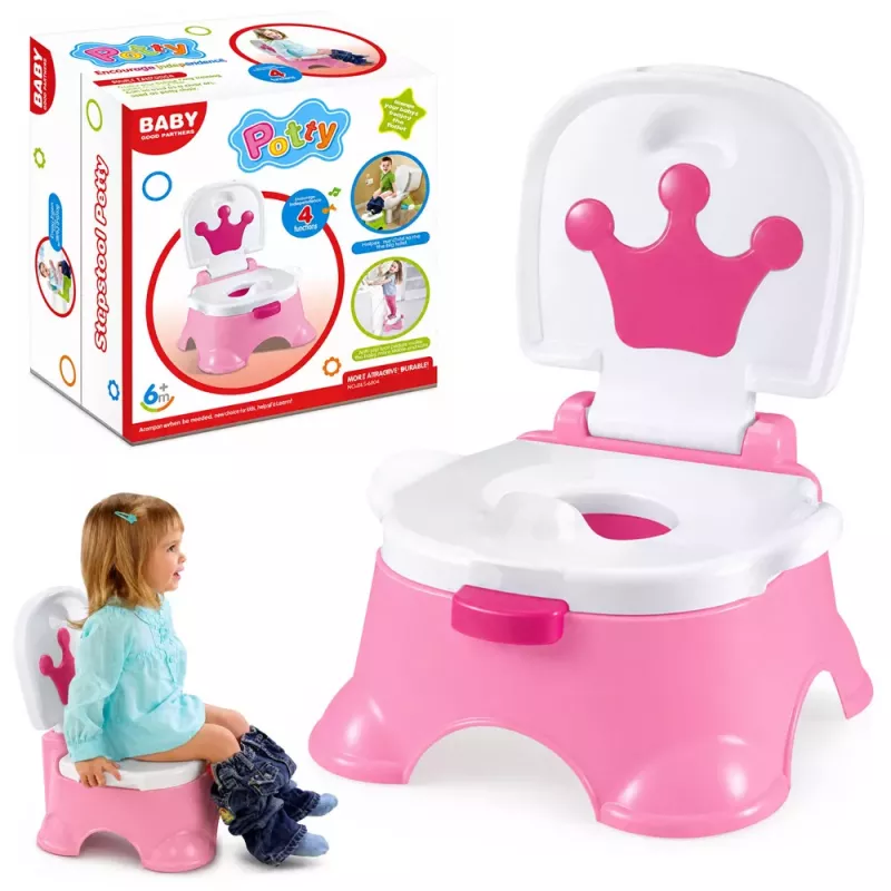 LEAN TOYS Interactive Pink Potty with Crown Musical Toilet for Toddlers 5 in 1