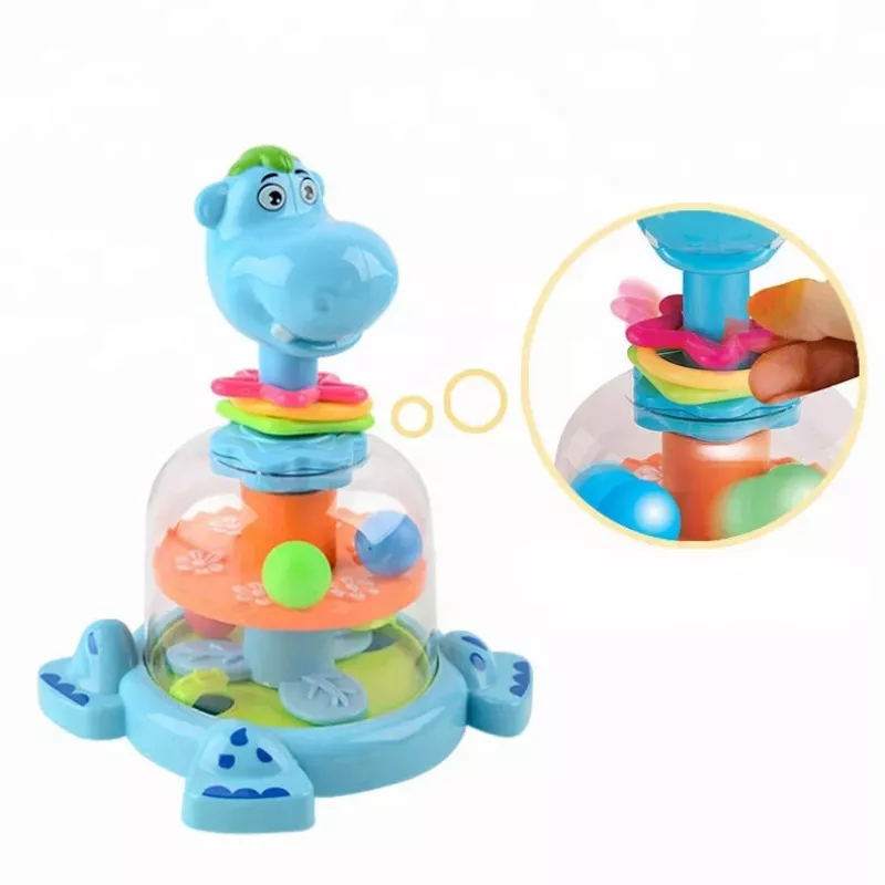 LEAN TOYS Hippopotamus Spinning Top With Balls For Babies Blue