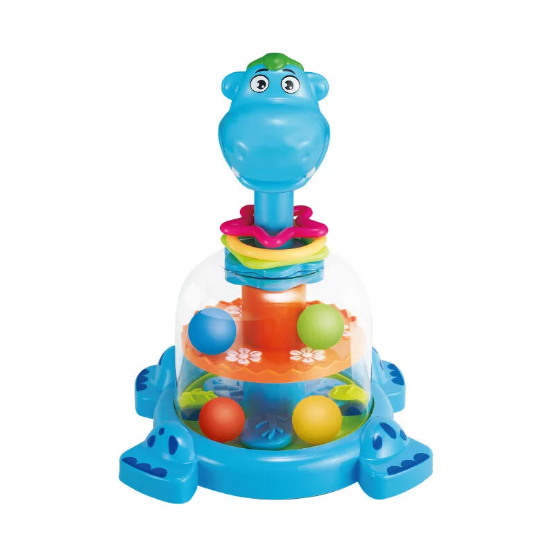 LEAN TOYS Hippopotamus Spinning Top With Balls For Babies Blue
