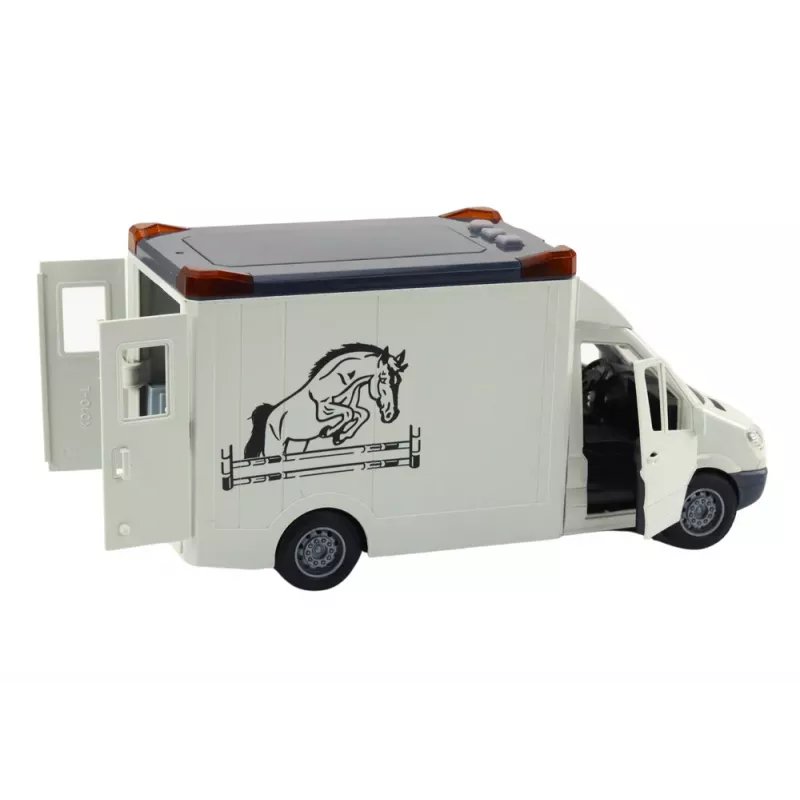 LEAN TOYS Horse Transporter Car Opening Doors Light Sound White