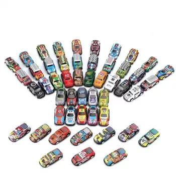 LEAN TOYS Set of 25 Pull-Back Toy Cars, Assorted Vehicles, Colorful, Friction Drive, No Batteries Required, for Kids 3+