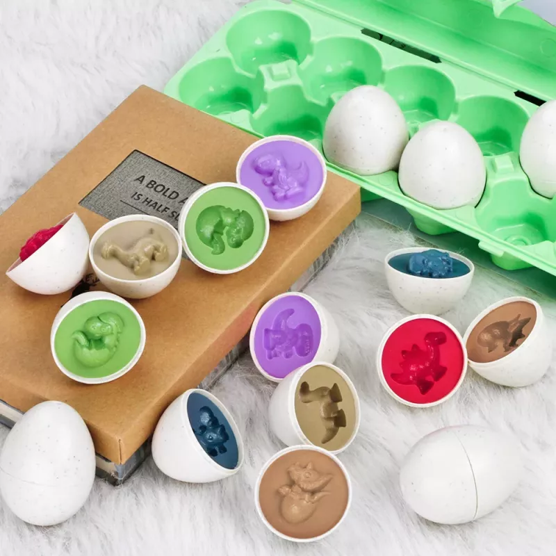 LEAN TOYS Educational Egg Sorter Set Dinosaurs Puzzle 12 Pieces