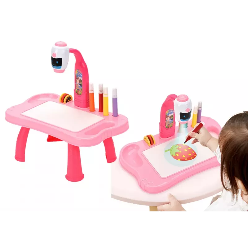 LEAN TOYS Mini Projector Robot Table 2in1 Accessories Pink