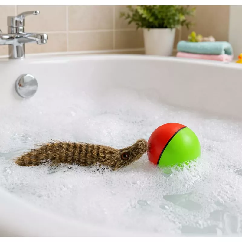 LEAN TOYS Ball with Fluffy Ferret Tail Interactive Bath Toy