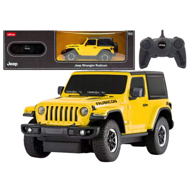 JEEP Wrangler JL Rubicon Remote Controlled RC Car Rastar Yellow 1:24
