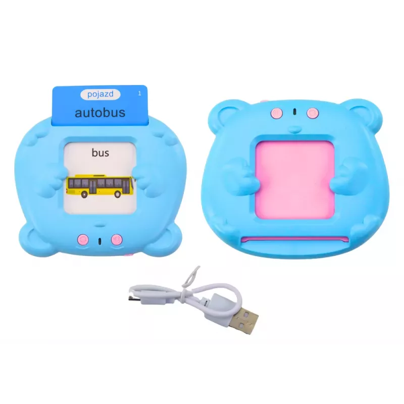 LEAN TOYS Tablet for Educational Cards Learning Polish English 224 Words Blue