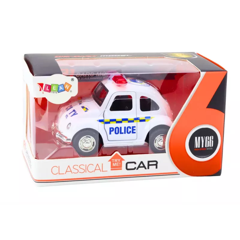 LEAN TOYS Classic Police Car 1:38 Drive Lights Sounds White