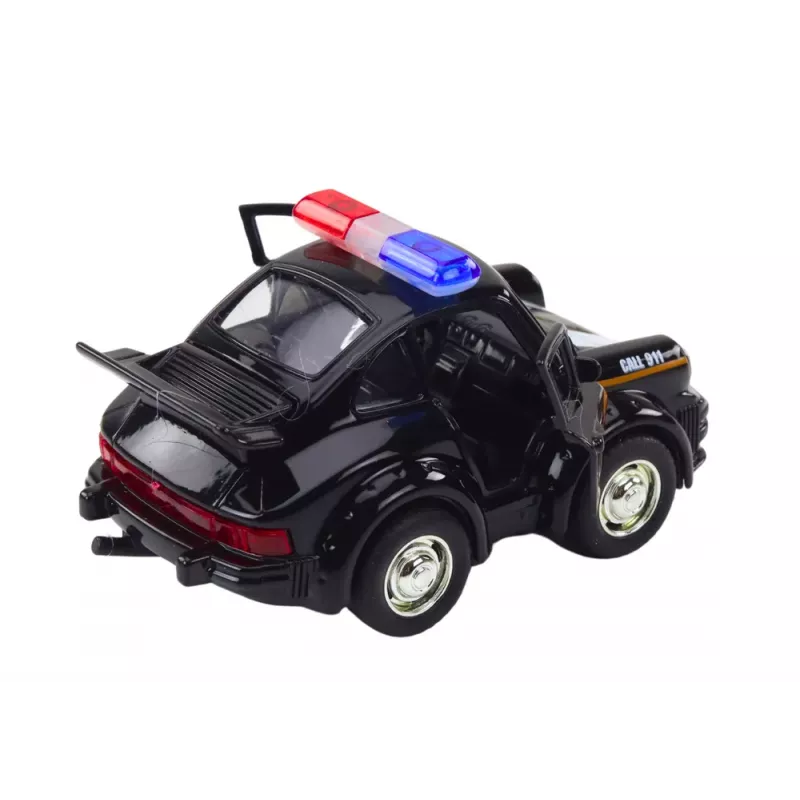 LEAN TOYS Classic Police Car 1:38 Drive Lights Sounds Black