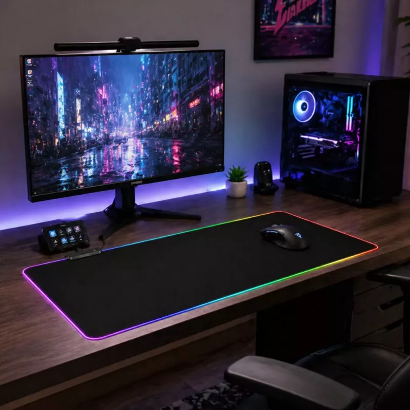 LEAN Keyboard Mouse Pad with LED Lighting 30x80cm