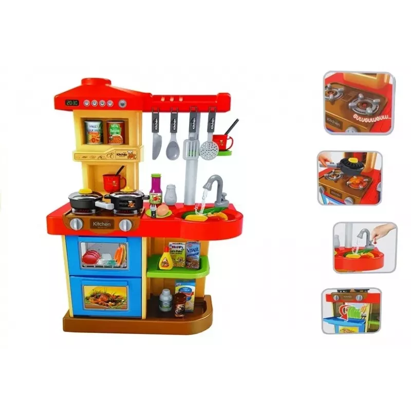 LEAN TOYS Kitchen for Children with Sounds and Real Tap