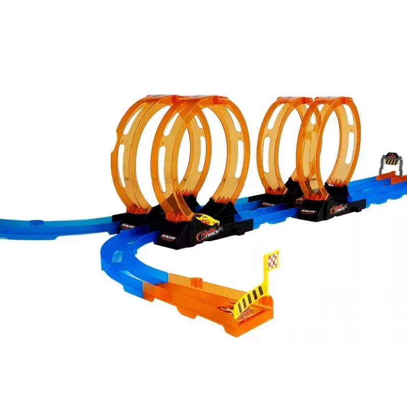 LEAN TOYS Race Track with 4 Loops, Two 181 cm Cars
