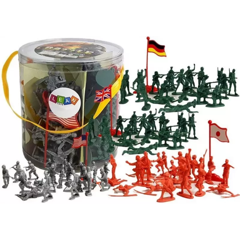 LEAN TOYS Large Military Set 100 Pieces Soldiers Flags