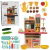 LEAN TOYS Children's Kitchen with Lights, Sounds, Plates & Accessories, Pink, 65 Pieces