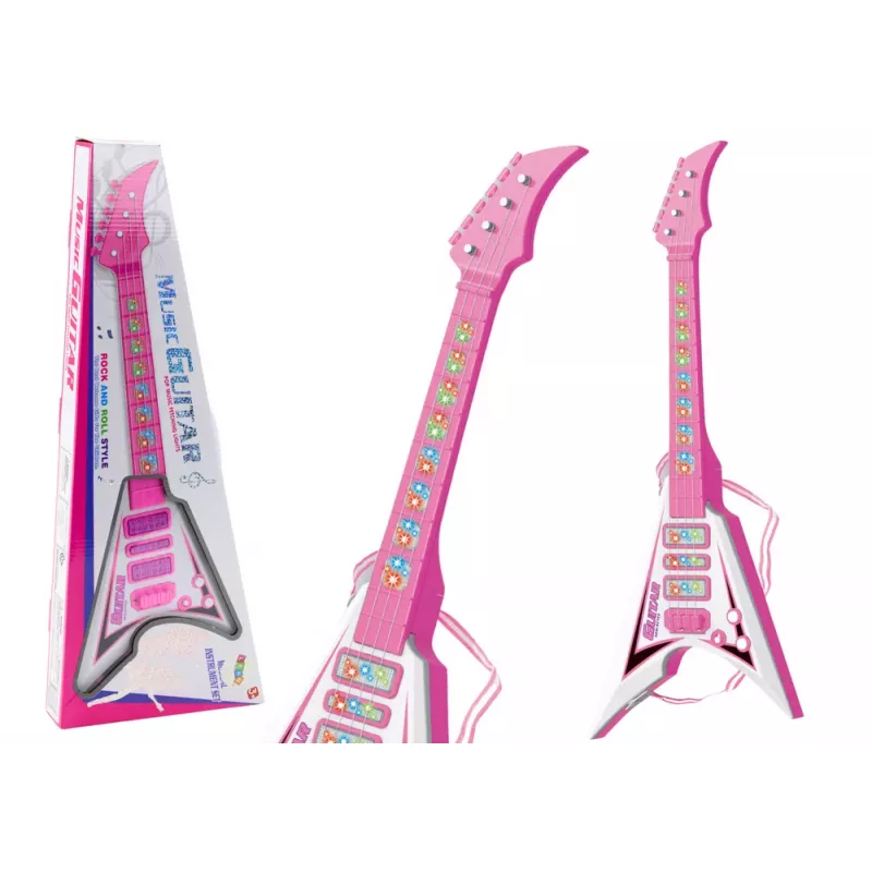 LEAN TOYS Electric Guitar For Kids Lights Melodies Pink