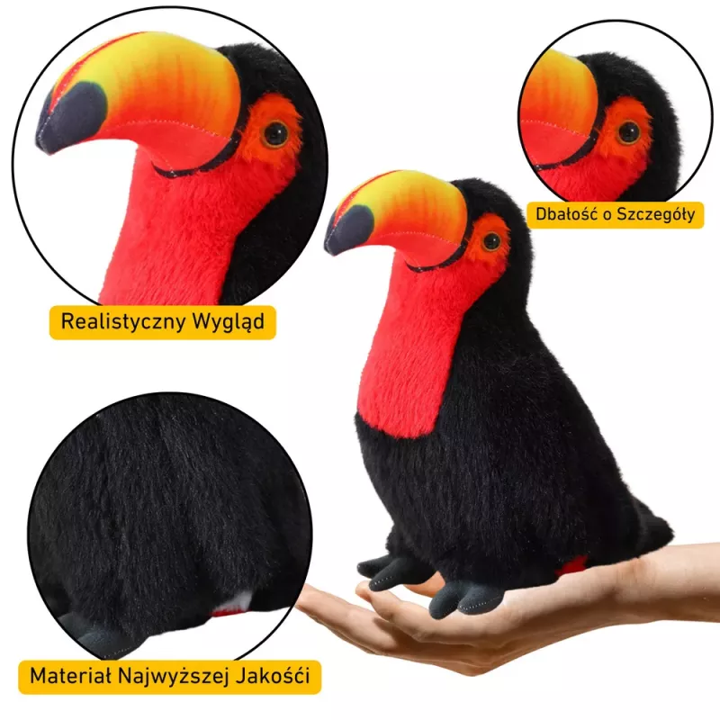 LEAN TOYS Plush Toucan Bird Plush Toy Mascot Cuddly Toy Red 20cm