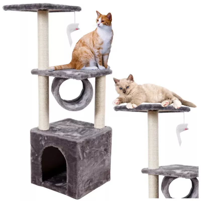 LEAN Cat Scratcher With House Tunnel Platform 30x30x78cm