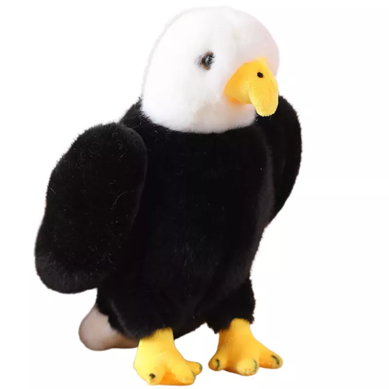 LEAN TOYS Plush Eagle Bird Plush Toy Mascot Cuddly Toy Black and White 25cm