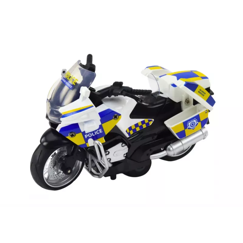 LEAN TOYS Police Motorcycle with Friction Drive Battery Powered Lights Sound