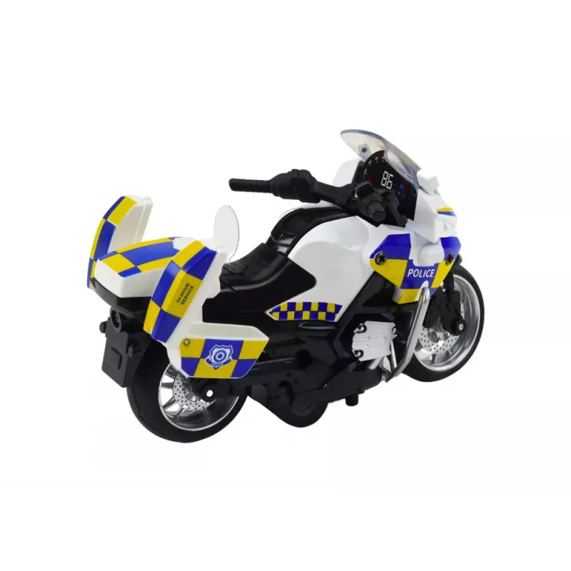 LEAN TOYS Police Motorcycle with Friction Drive Battery Powered Lights Sound