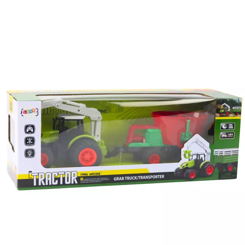 LEAN TOYS Agricultural Tractor With Seeder And Rotary Grabber Remote Controlled 2.4G