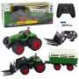 LEAN TOYS RC Remote Controlled Agricultural Tractor With Trailer And Forks Double Wheels