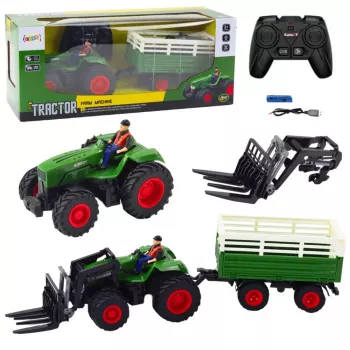 LEAN TOYS Agricultural Tractor With Trailer And Forks Remote Controlled RC 2.4G