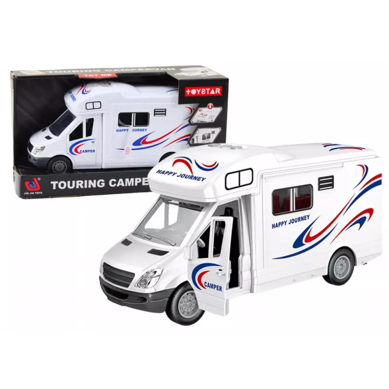 LEAN TOYS Car Camper White Lights Sounds Opening Doors