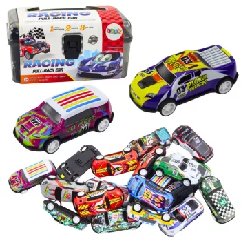 LEAN TOYS Set of Cars in Suitcase 25 Pieces Mat with Roads