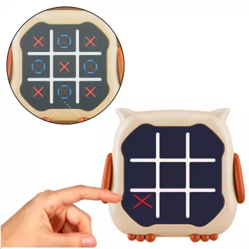LEAN TOYS Electronic Game 3in1 Tic Tac Toe Memory Owl Beige