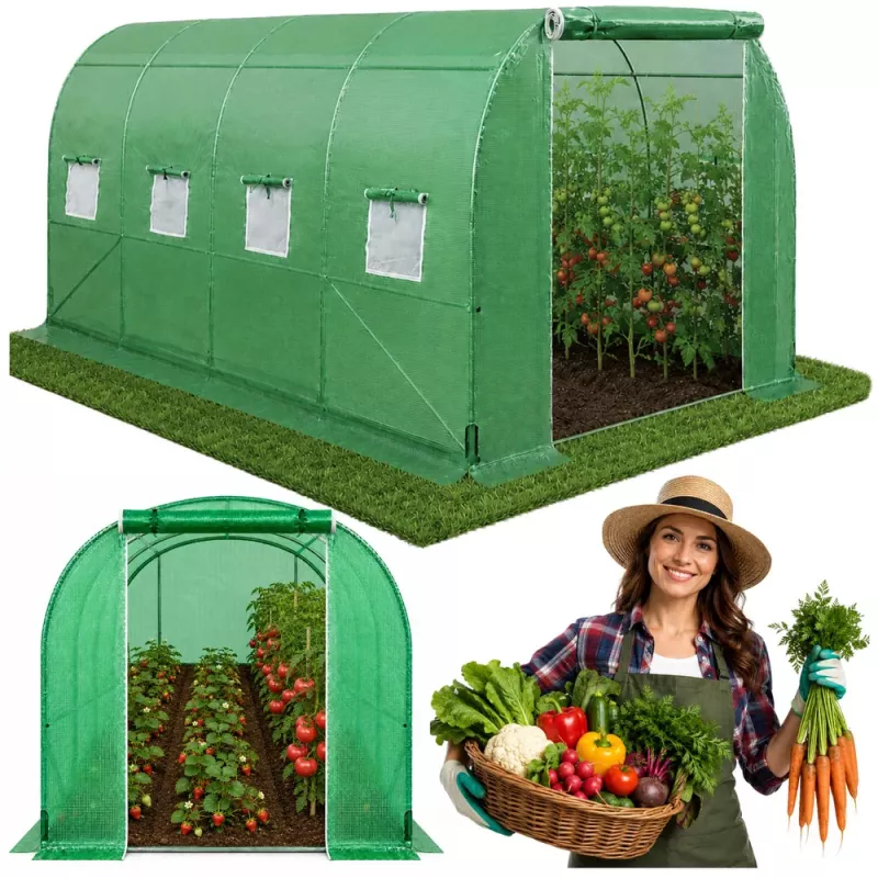 LEAN Foil Tunnel Garden Greenhouse for Vegetables Windows Green UV 4x2.5x2 M 10M²