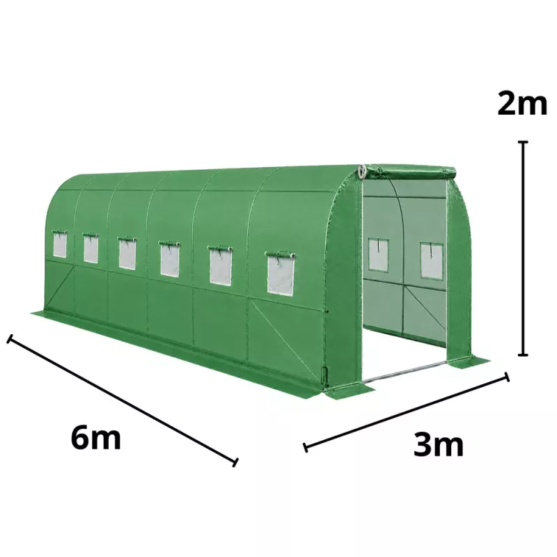 LEAN Greenhouse for Vegetables, Green UV Windows, 6x3x2m, 18m²