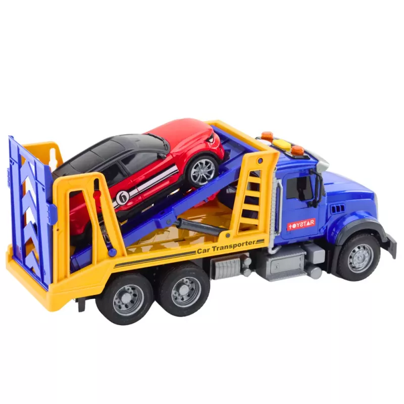 LEAN TOYS Car Carrier Truck Set with Lights and Sounds, 4 Toy Cars