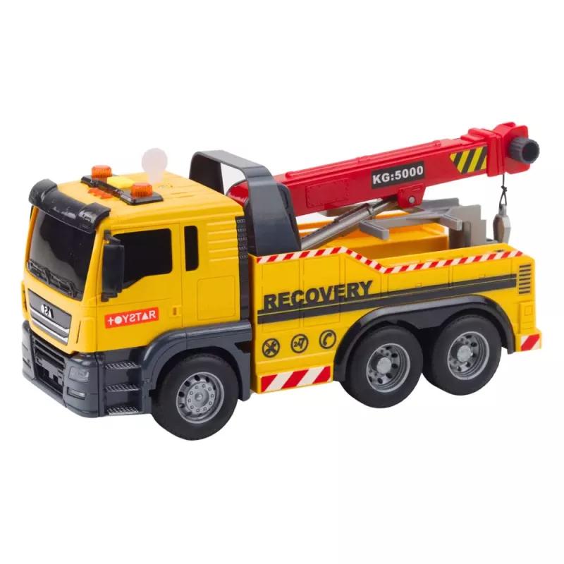 LEAN TOYS Construction Truck with Adjustable Crane Lights and Sounds Yellow