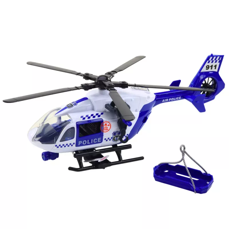 LEAN TOYS Police Helicopter Hook Stretcher Lights Sounds 1:12