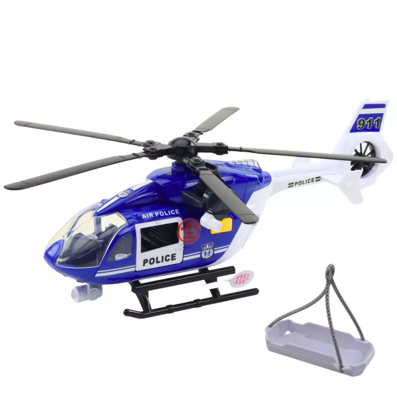 LEAN TOYS Police Helicopter Hook Stretcher Lights Sounds 1:14