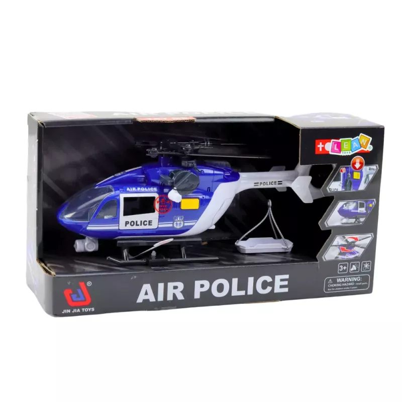 LEAN TOYS Police Helicopter Hook Stretcher Lights Sounds 1:14