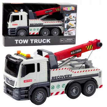 LEAN TOYS Construction Truck with Adjustable Crane Lights and Sounds White