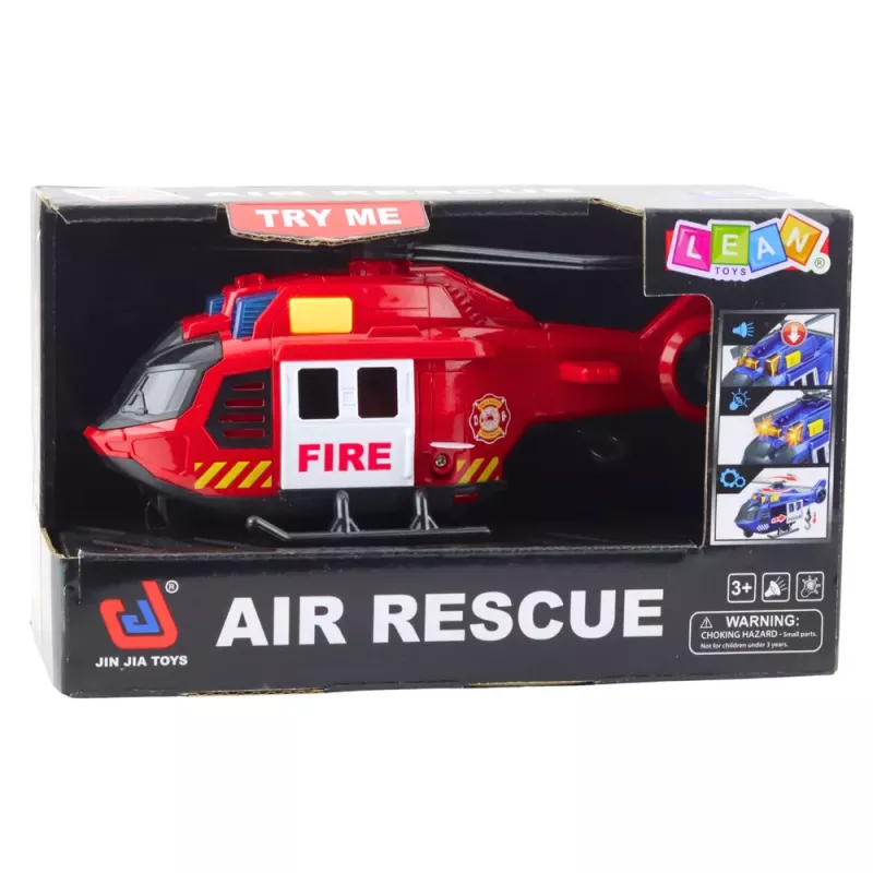 LEAN TOYS Fire Helicopter with Crane Lights and Sounds Red