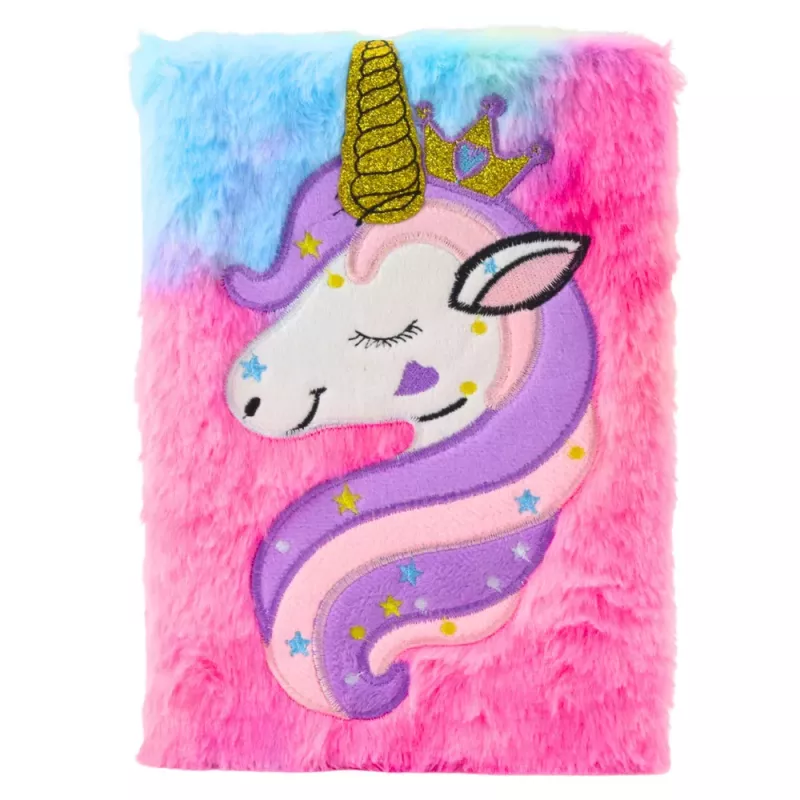 LEAN Plush Notebook Lined Unicorn with Golden Horn A5 80 Sheets