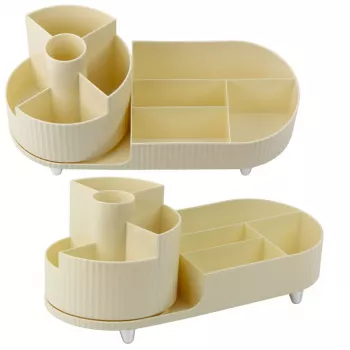 LEAN Multifunctional Organizer for Cosmetics, Rotating, Roomy, Beige