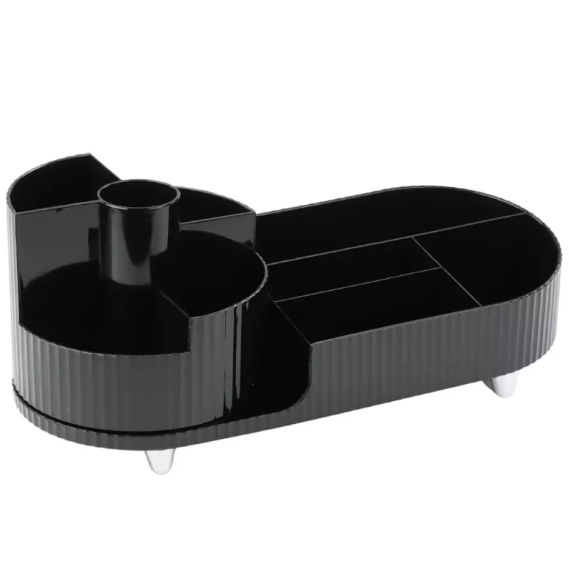 LEAN Multifunctional Organizer For Cosmetics Desk Rotatable Roomy Black