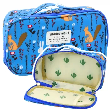 LEAN School Pencil Case Organizer Roomy Additional Pocket Blue 21.5cm