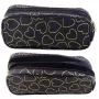 LEAN School Office Pencil Case, Two-Compartment, Golden Hearts, Black, 23.5x10 cm