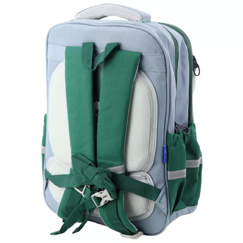LEAN School Backpack Patches Dinosaur With Pencil Case Gray 16L