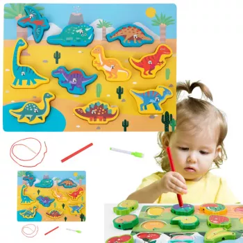 LEAN TOYS Wooden Puzzle Magnets String Interlacing Dinosaurs
