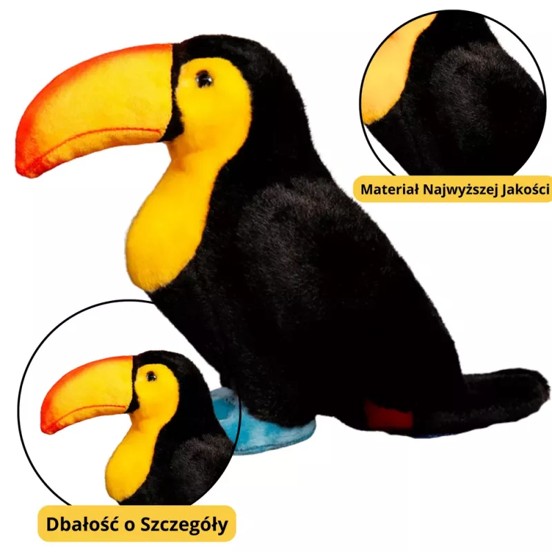 LEAN TOYS Plush Toy Toucan Black 25 cm
