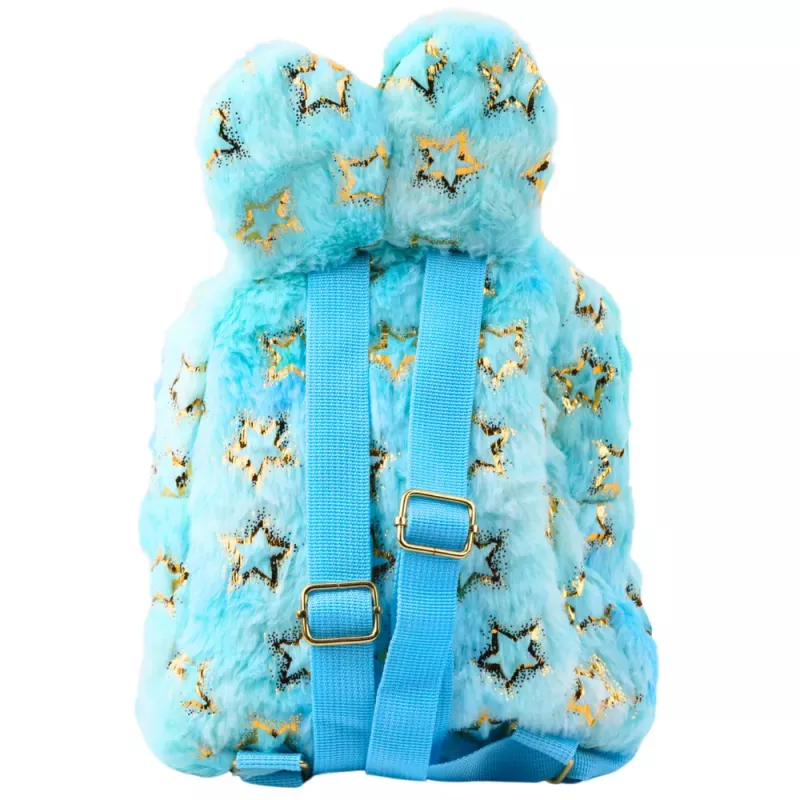 LEAN Plush Backpack Ears Gold Stars Children's Blue