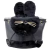 LEAN Children's Backpack Plush Ears Adjustable Strap Black 22cm 4L