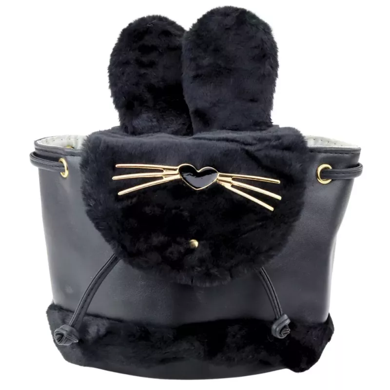 LEAN Children's Backpack Plush Ears Adjustable Strap Black 22cm 4L